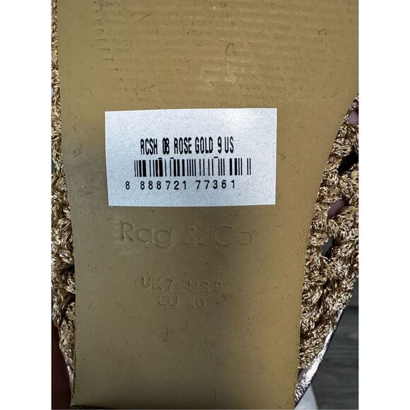 NWT RAG &‎ CO MELANIE Rose Gold Bronze Tassels Embellished Woven Flat Mules Size - Picture 8 of 10